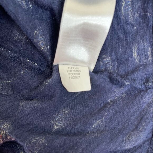 Lucky Brand Cotton Modal Short Sleeve Boho Navy Blue Medallion T Shirt Women 1X - Picture 10 of 14